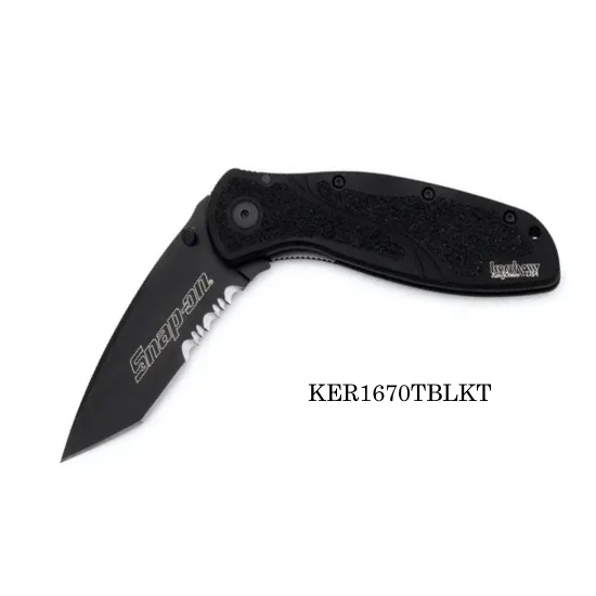 Snapon-General Hand Tools-KER1670TBLKT Lock Back Blur Black Tanto Serrated 
